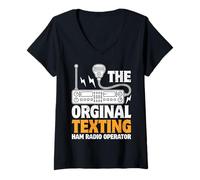Mujer Código Morse - El operador de radio de jamón de mensajes de texto original Camiseta Cuello V