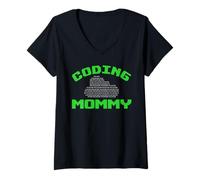 Mujer Coding Mommy - Programador de código binario para mamá Camiseta Cuello V