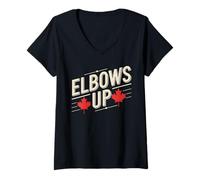 Mujer Codos hacia Arriba Canadá EST 1867 Orgulloso Canadiense Fuerte Canadá Camiseta Cuello V