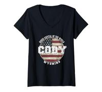Mujer Cody Wyoming, Bandera Americana Vintage Camiseta Cuello V