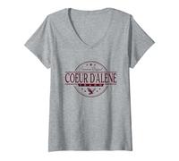 Mujer Coeur D'Alene Idaho - Etiqueta de identificación de Coeur D'Alene Camiseta Cuello V
