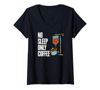 Mujer Coffee Addict No Sleep Only Coffee IV Drips Camiseta Cuello V