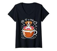 Mujer Coffee Boxer Dog Donut Boxers Camiseta Cuello V
