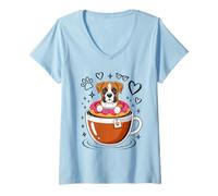 Mujer Coffee Boxer Dog Donut Boxers Camiseta Cuello V