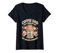 Mujer Coffee Dad Like a Regular Dad But Brewed Stronger Camiseta Cuello V