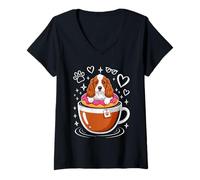 Mujer Coffee English Cocker Spaniel Donut Camiseta Cuello V