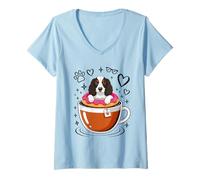 Mujer Coffee English Springer Spaniel Donut Camiseta Cuello V