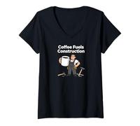 Mujer Coffee Fuels Construction Funny Worker Design Camiseta Cuello V