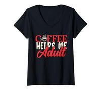 Mujer Coffee Helps Me Adult Mujeres Humor Mamá Hombre Padres Papá Ropa Camiseta Cuello V
