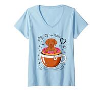 Mujer Coffee Hungarian Vizsla Donut Magyar Vizslas Camiseta Cuello V