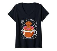 Mujer Coffee Hungarian Vizsla Donut Magyar Vizslas Camiseta Cuello V