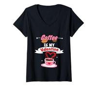 Mujer Coffee Is My Valentine Camiseta Cuello V