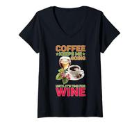 Mujer Coffee Keeps Me Going Until It's Time For Wine Camiseta Cuello V
