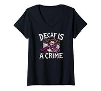 Mujer Coffee Lover Espresso Skull Decaf Is A Crime Camiseta Cuello V