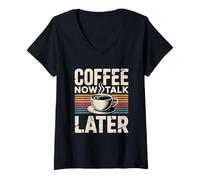 Mujer Coffee Now Talk Later Camiseta Cuello V