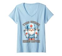 Mujer Coffee Nurse GNOME Graphic For Women For Work Funny Saying Camiseta Cuello V