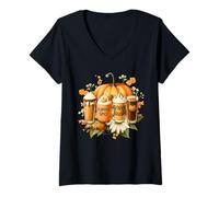 Mujer Coffee Pumpkin Latte Spice Coffee Love Fall Season Halloween Camiseta Cuello V