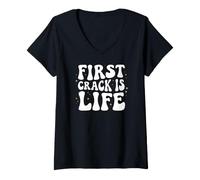 Mujer Coffee Roaster First Crack Is Life Retro Roasting Design Camiseta Cuello V