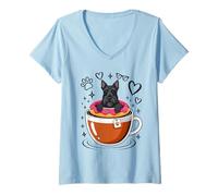 Mujer Coffee Scottish Terrier Donut Camiseta Cuello V