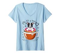 Mujer Coffee Staffordshire Bull Terrier Donut Staffy Camiseta Cuello V