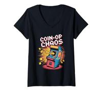 Mujer Coin-OP Chaos Pop Culture Retro Videojuego Camiseta Cuello V