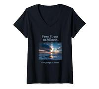 Mujer Cold Plunge Reset Mental Health Ice Bath Alivio del estrés Camiseta Cuello V