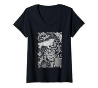 Mujer Colección De Reptiles Serpiente Tortuga Dragón Barbudo Camiseta Cuello V