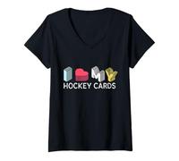 Mujer Coleccionista de Tarjetas coleccionables Divertidas con Texto en inglés I Love My Hockey Cards Camiseta Cuello V