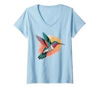 Mujer Colibrí Mandala Amantes de Aves Nativo Primer Tribal Americano Camiseta Cuello V