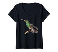 Mujer Colibrí Verde Oreja Violeta Hermoso Colibrí Camiseta Cuello V