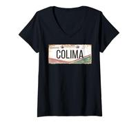 Mujer Colima Mexico License Plate Mexican Travel Vacation Beach Camiseta Cuello V