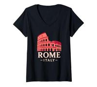 Mujer Coliseo Roma Italia Arquitectura Historia Vibes Minimalista Camiseta Cuello V