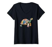 Mujer Collage Arte Tortuga Marina Tortugas Tortuga Terrestre Camiseta Cuello V