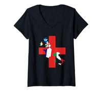 Mujer Collage Banderas Europeas Inglaterra Rugby Camiseta Cuello V