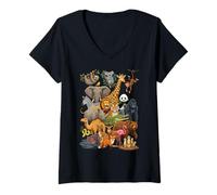 Mujer Collage de Personajes Ultimate Wild Animal Kingdom Camiseta Cuello V
