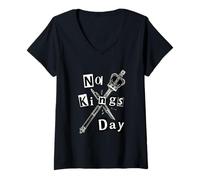 Mujer Collage Y2K Gen-Z sin Día del Rey Camiseta Cuello V