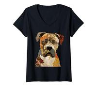 Mujer Collar gráfico Bohemio con diseño de Perro Corso con diseño de Patchwork Cane Corso Camiseta Cuello V