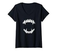 Mujer Colmillos de Vampiro Camiseta Cuello V