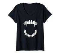 Mujer Colmillos de Vampiro Camiseta Cuello V
