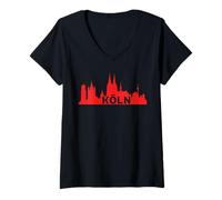 Mujer Cologne City Catedral de Colonia Ciudad de Colonia Skyline Colonia Camiseta Cuello V