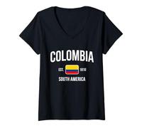 Mujer Colombia Estableció América del Sur en 1810 Camiseta Cuello V
