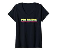 Mujer Colombia | Orgullo Colombiano en Colores Patrios 3D Camiseta Cuello V