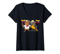 Mujer Colombia Venezuela Raíces Bandera Colombiana Orgulloso Camiseta Cuello V