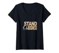 Mujer Color Bronceado Stand On Business Tan Graphic Camiseta Cuello V