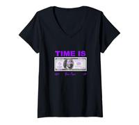 Mujer Color Morado Ya Sabes a qué Hora Gráfico Morado Camiseta Cuello V