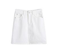 Mujer Color Sólido Mini Vaqueros A Línea Falda Vaquera Alta Falda Blanco M