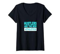 Mujer Color Turquesa Hustlers Are The Athletes Gráfico Turquesa Camiseta Cuello V