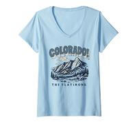 Mujer Colorado! Retro Boulder Flatirons Vintage Style 80s Camiseta Cuello V