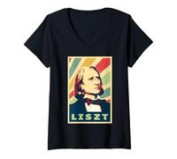 Mujer Colores Vintage de Franz Liszt Camiseta Cuello V