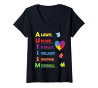 Mujer Colorful ASD Design for Proud Parents of an Autistic Child Camiseta Cuello V